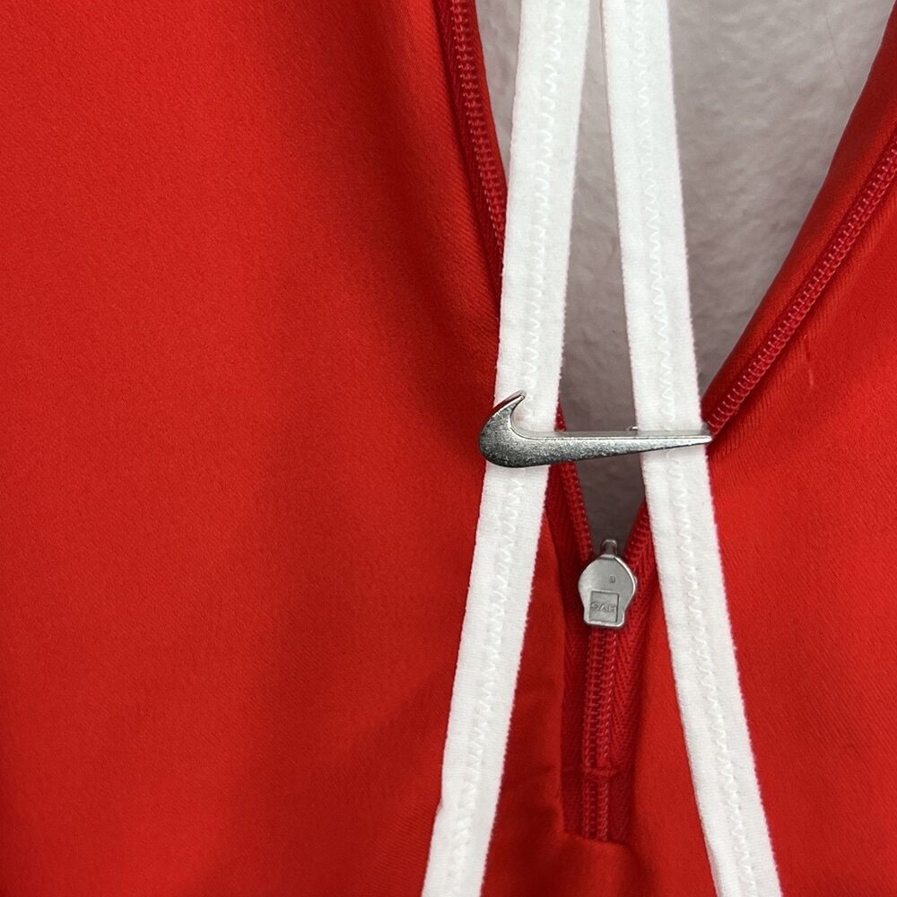 Nike x Jacquemus Red Short Sleeve Mini Body Con Dress Size Medium White Piping - Picture 8 of 14